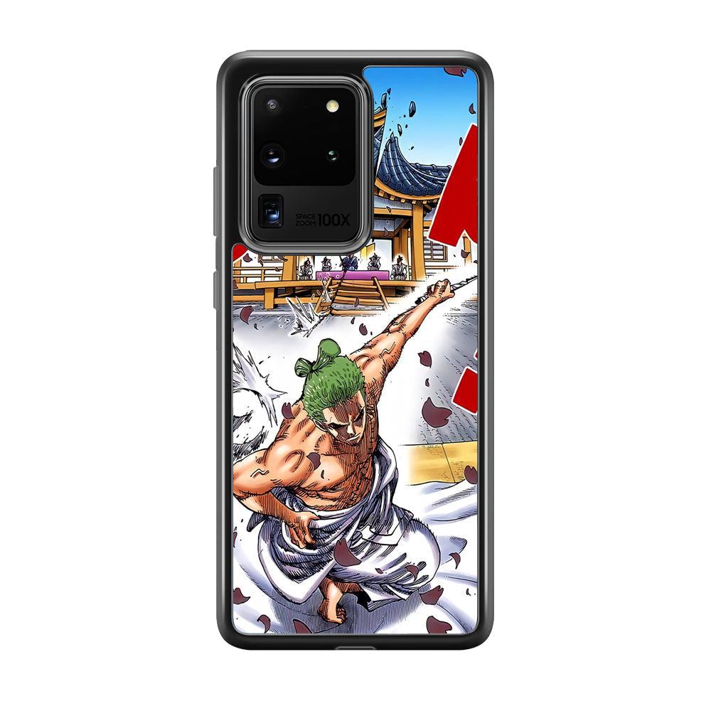 One Piece Zoro Invisible Cut Samsung Galaxy S20 Ultra Case-Rubber Black (2D Case)-Oxvistore