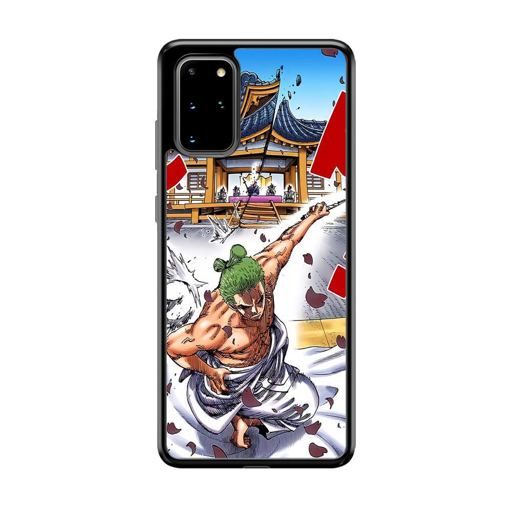 One Piece Zoro Invisible Cut Samsung Galaxy S20 Plus Case-Rubber Black (2D Case)-Oxvistore