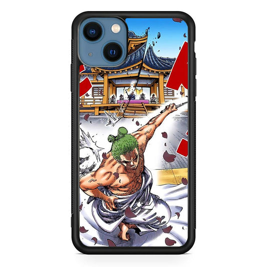 One Piece Zoro Invisible Cut iPhone 15 Case-Rubber Black (2D Case)-Oxvistore
