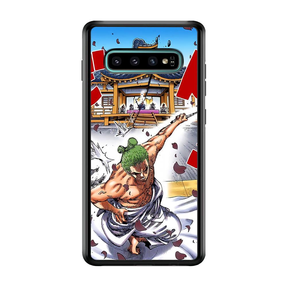 One Piece Zoro Invisible Cut Samsung Galaxy S10 Plus Case-Rubber Black (2D Case)-Oxvistore