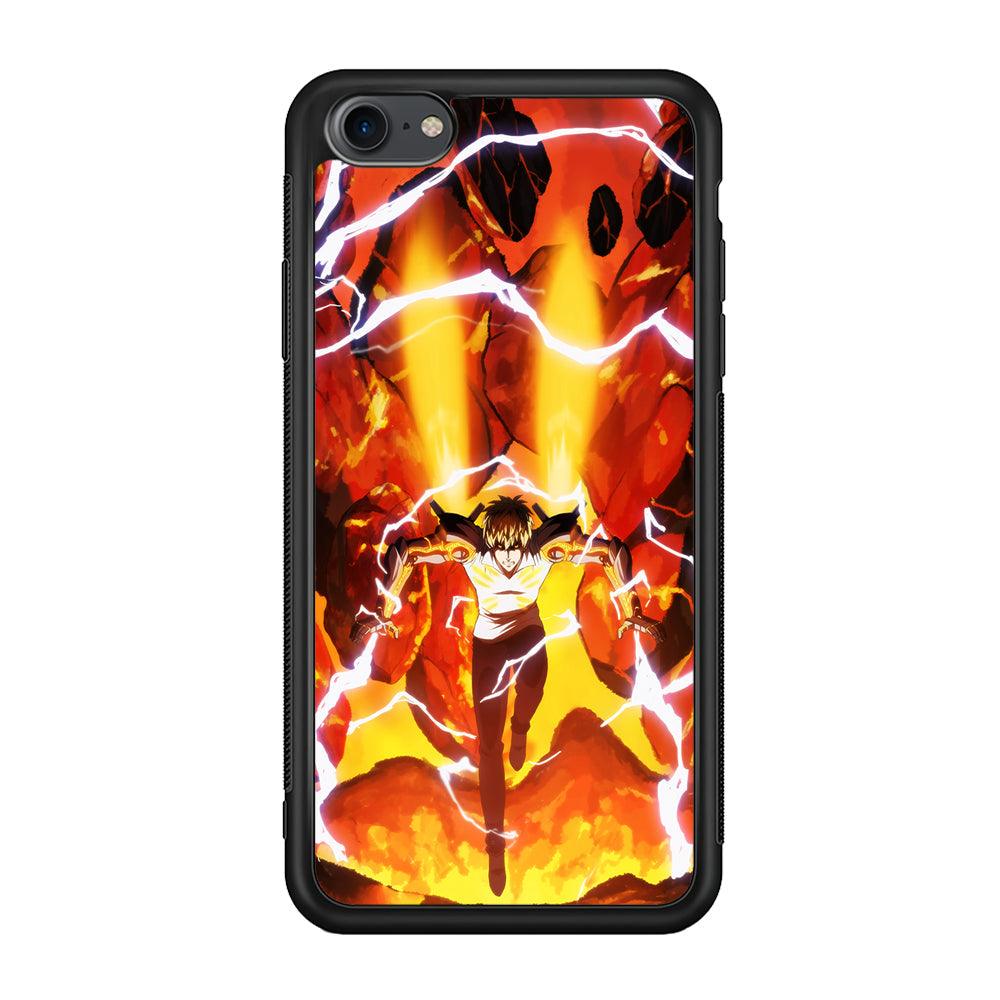 One Punch Man Genos Red Flaming Soil iPhone 8 Case-Rubber Black (2D Case)-Oxvistore