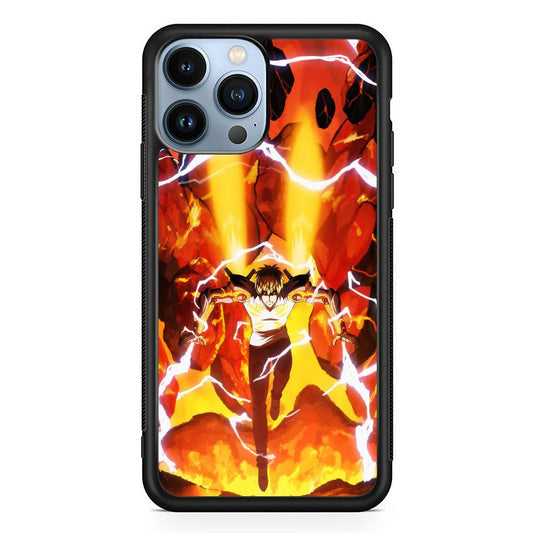 One Punch Man Genos Red Flaming Soil iPhone 13 Pro Max Case-Rubber Black (2D Case)-Oxvistore