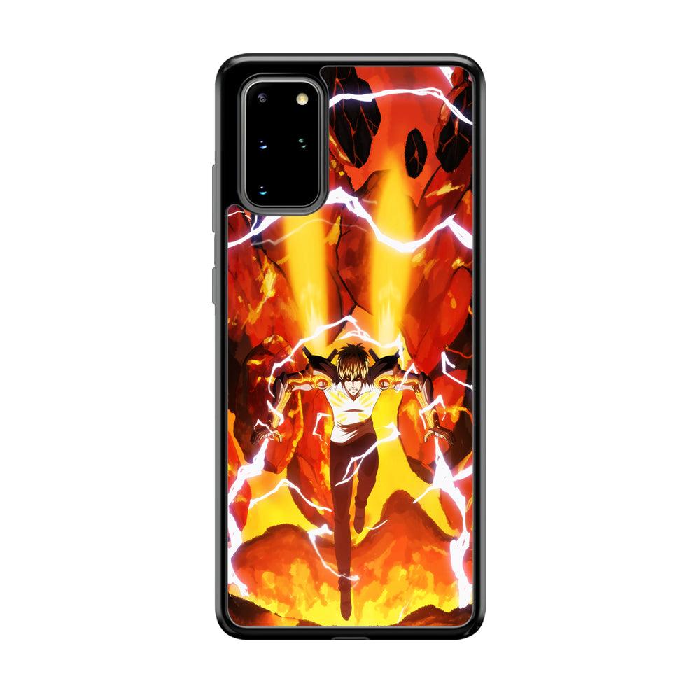 One Punch Man Genos Red Flaming Soil Samsung Galaxy S20 Plus Case-Rubber Black (2D Case)-Oxvistore