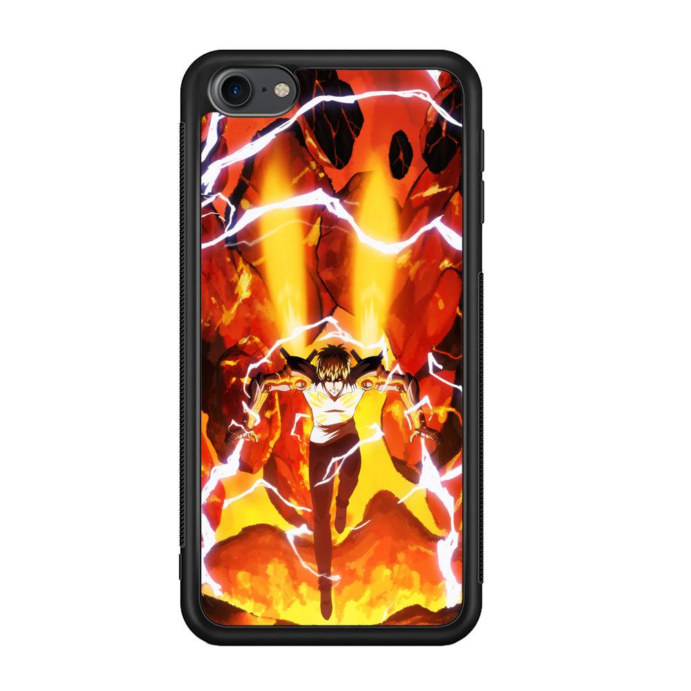 One Punch Man Genos Red Flaming Soil iPod Touch 6 Case-Rubber Black (2D Case)-Oxvistore