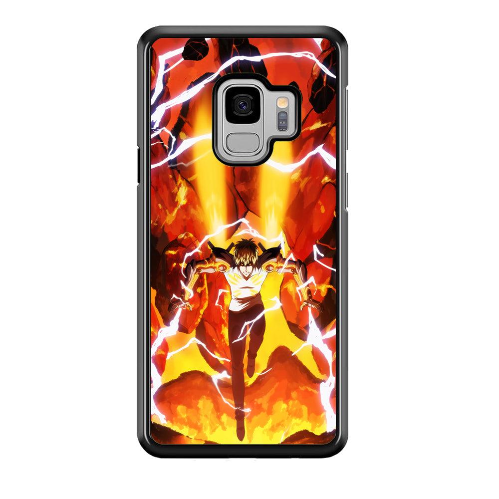 One Punch Man Genos Red Flaming Soil Samsung Galaxy S9 Case-Rubber Black (2D Case)-Oxvistore