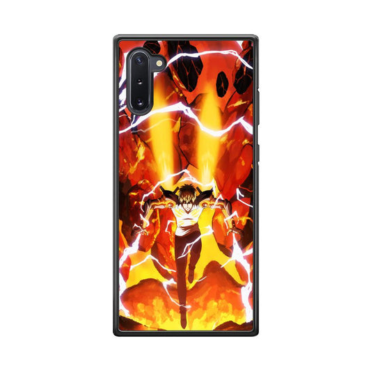 One Punch Man Genos Red Flaming Soil Samsung Galaxy Note 10 Case-Rubber Black (2D Case)-Oxvistore
