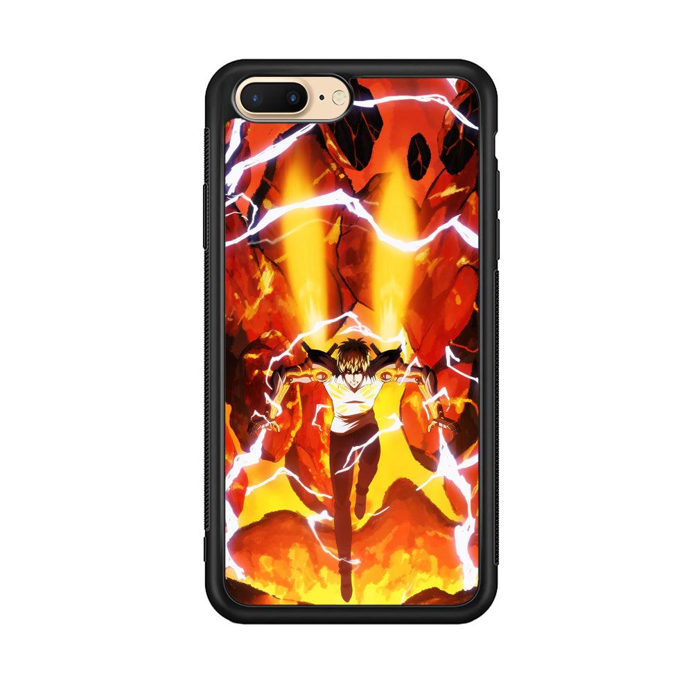 One Punch Man Genos Red Flaming Soil iPhone 8 Plus Case-Rubber Black (2D Case)-Oxvistore