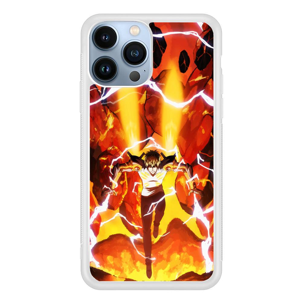 One Punch Man Genos Red Flaming Soil iPhone 15 Pro Max Case-Oxvistore