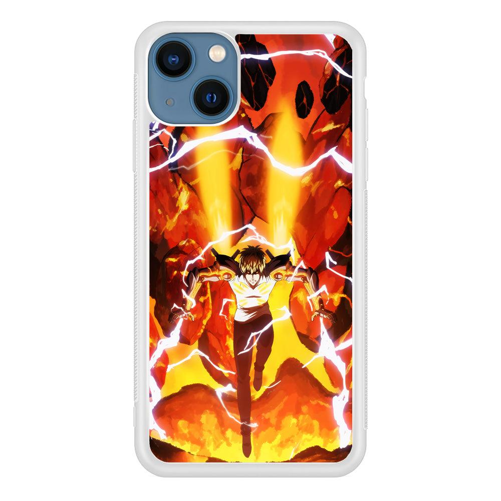 One Punch Man Genos Red Flaming Soil iPhone 15 Plus Case-Oxvistore