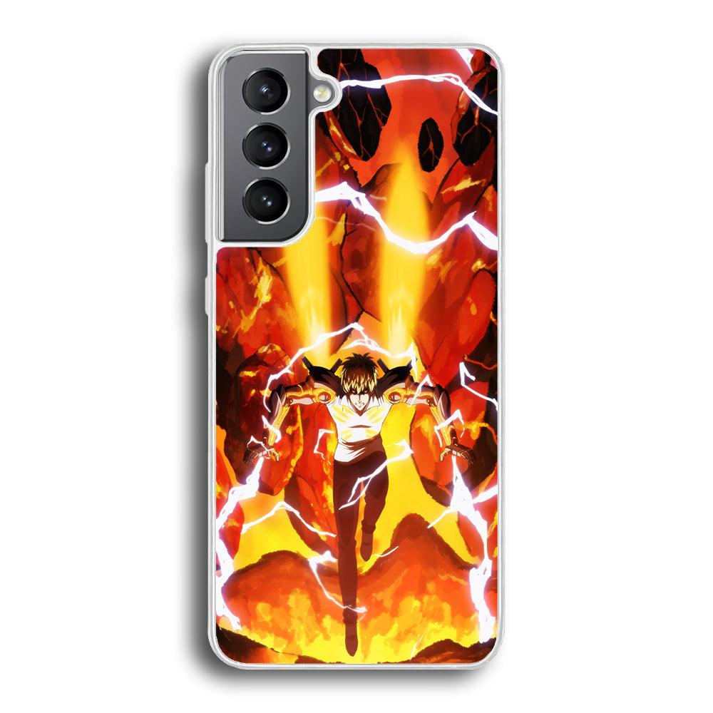 One Punch Man Genos Red Flaming Soil Samsung Galaxy S21 Plus Case-Oxvistore