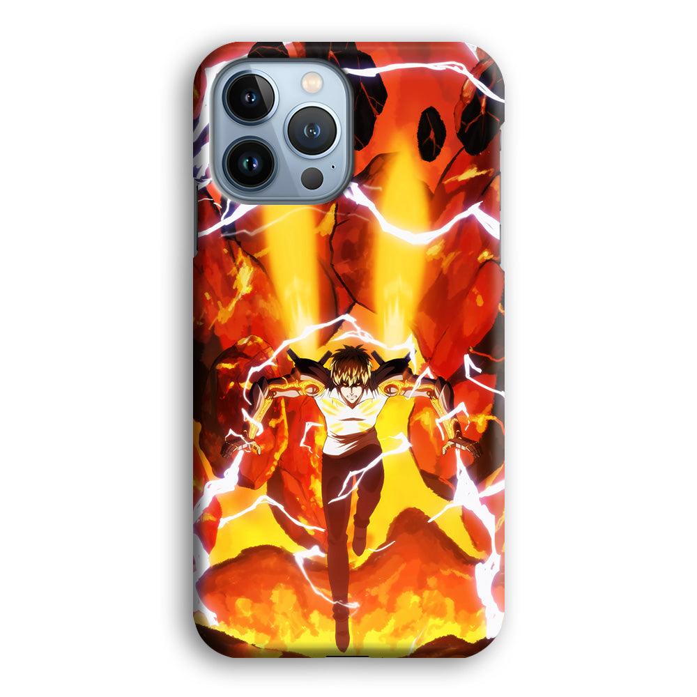 One Punch Man Genos Red Flaming Soil iPhone 15 Pro Case-Oxvistore