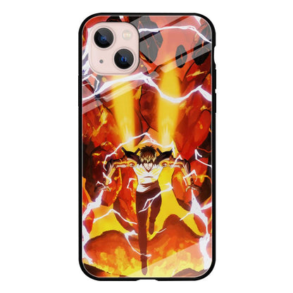 One Punch Man Genos Red Flaming Soil iPhone 14 Plus Case-Oxvistore