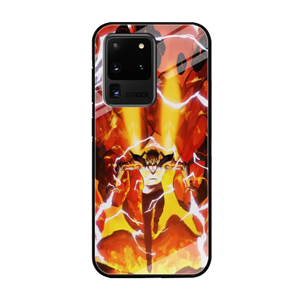 One Punch Man Genos Red Flaming Soil Samsung Galaxy S20 Ultra Case-Oxvistore