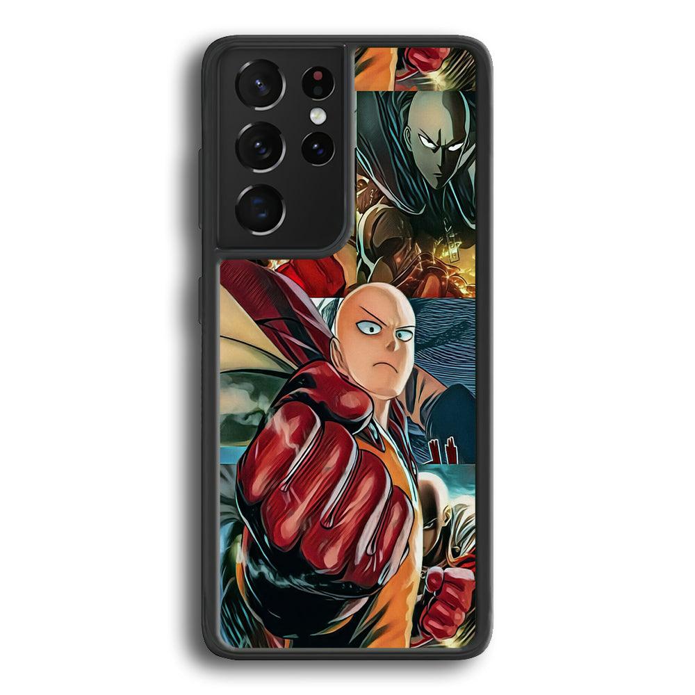 One Punch Man No Time to Smile Samsung Galaxy S24 Ultra Case-Rubber Black (2D Case)-Oxvistore