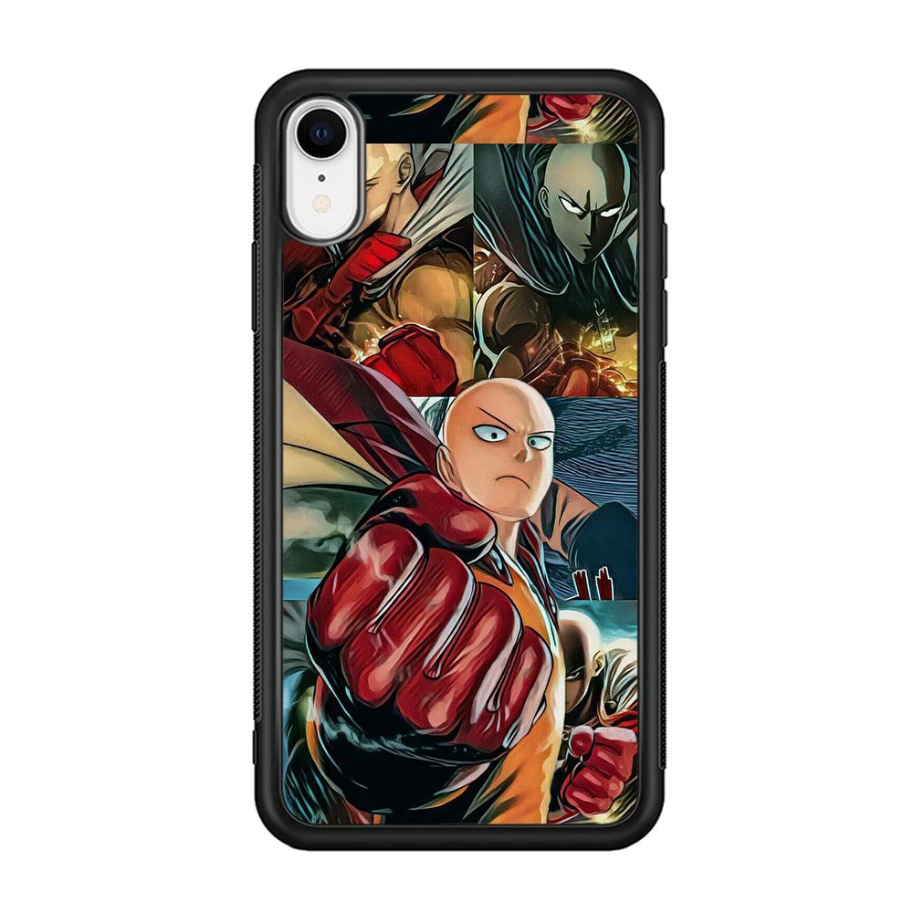 One Punch Man No Time to Smile iPhone XR Case-Rubber Black (2D Case)-Oxvistore