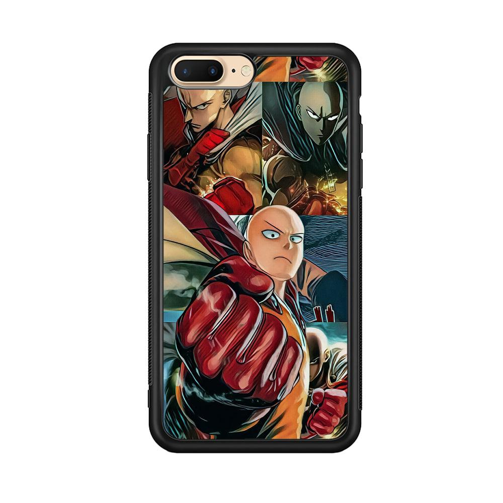 One Punch Man No Time to Smile iPhone 8 Plus Case-Rubber Black (2D Case)-Oxvistore
