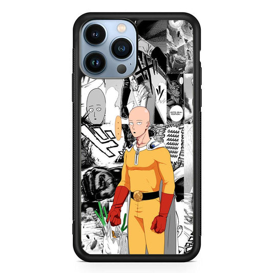 One Punch Man Time for Discount iPhone 14 Pro Max Case-Rubber White (2D Case)-Oxvistore