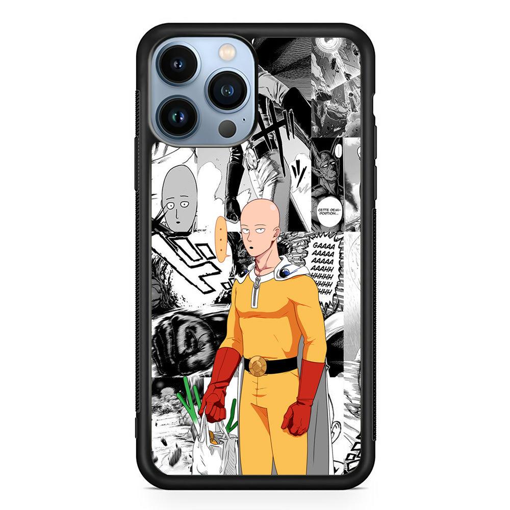 One Punch Man Time for Discount iPhone 14 Pro Case-Rubber White (2D Case)-Oxvistore