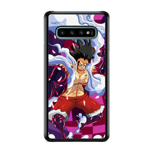 One Piece Luffy Gear 4 Samsung Galaxy S10 Case-Rubber Black (2D Case)-Oxvistore