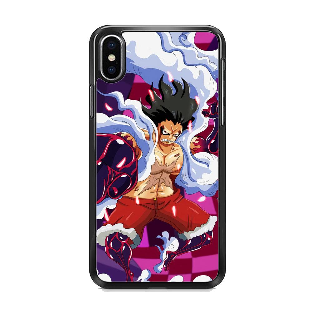 One Piece Luffy Gear 4 iPhone XS Case-Rubber White (2D Case)-Oxvistore