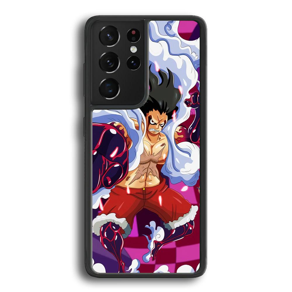 One Piece Luffy Gear 4 Samsung Galaxy S21 Ultra Case-Rubber Black (2D Case)-Oxvistore