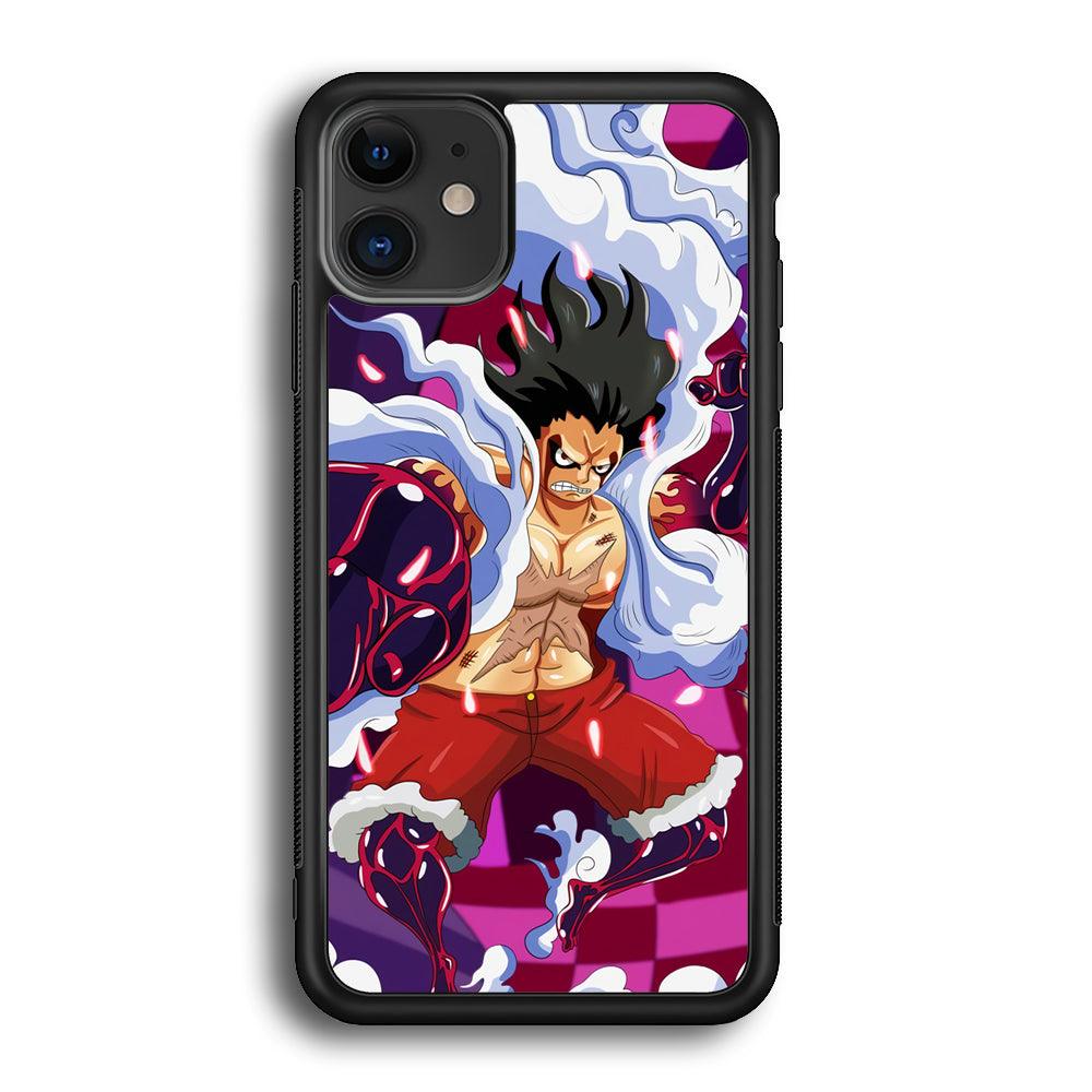 One Piece Luffy Gear 4 iPhone 12 Case-Rubber Black (2D Case)-Oxvistore