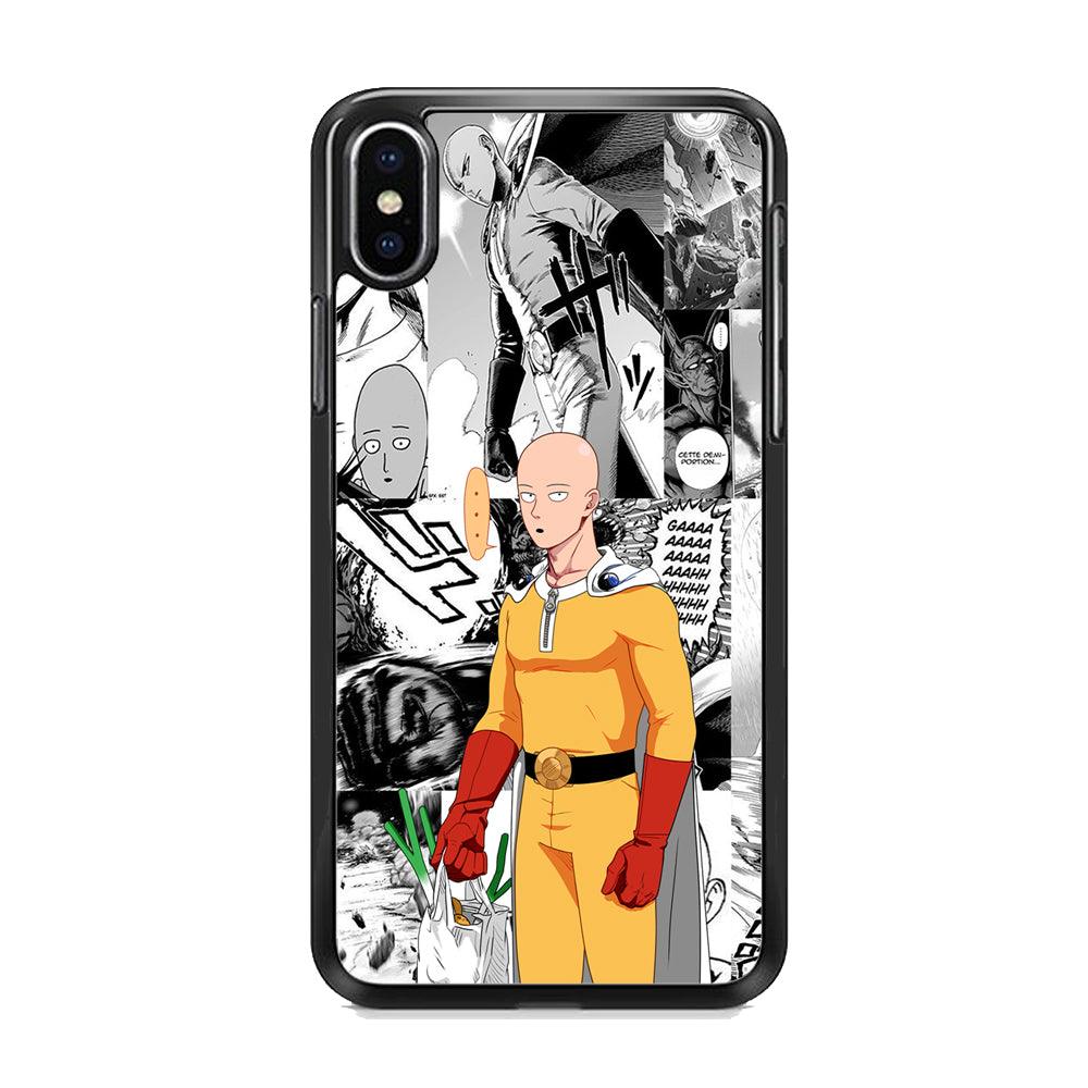 One Punch Man Time for Discount iPhone XS Case-Rubber Black (2D Case)-Oxvistore