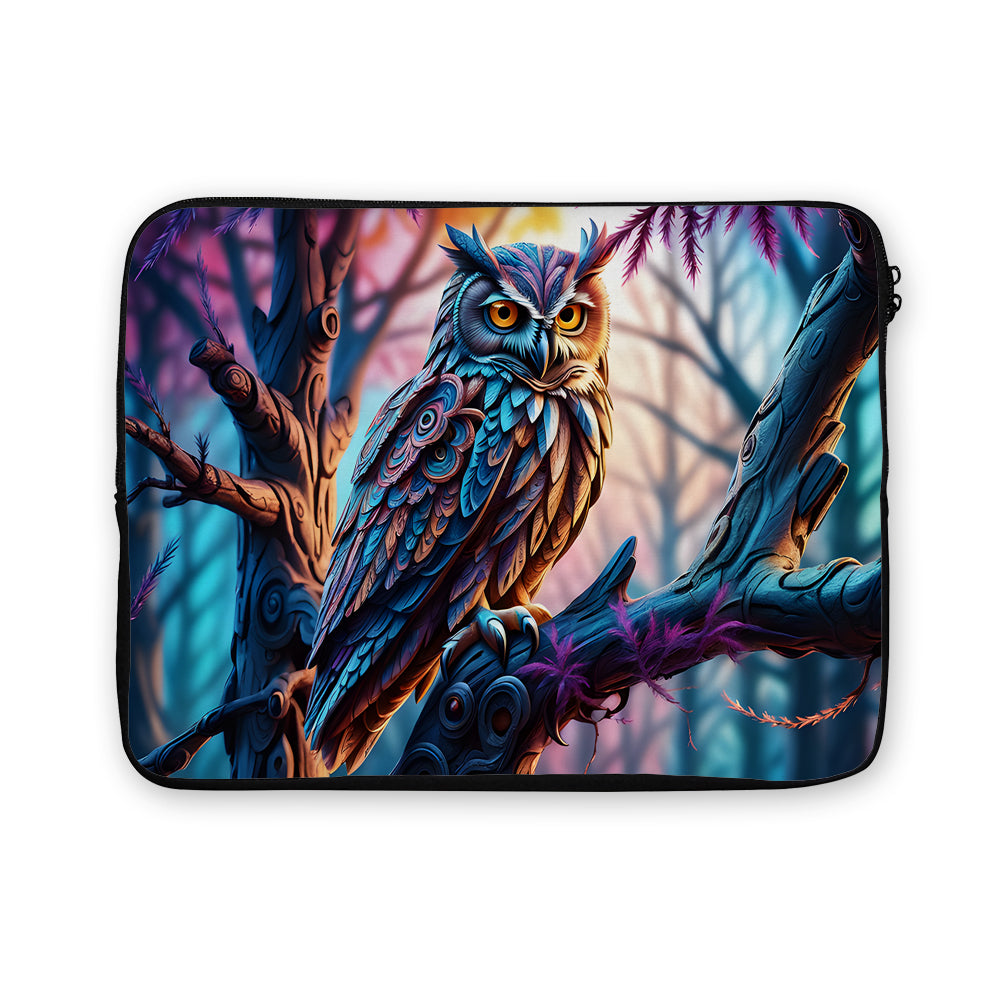 Owl Sitting On Branch Laptop Sleeve Protective Cover