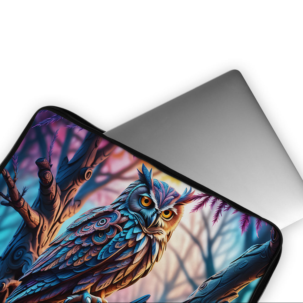 Owl Sitting On Branch Laptop Sleeve Protective Cover