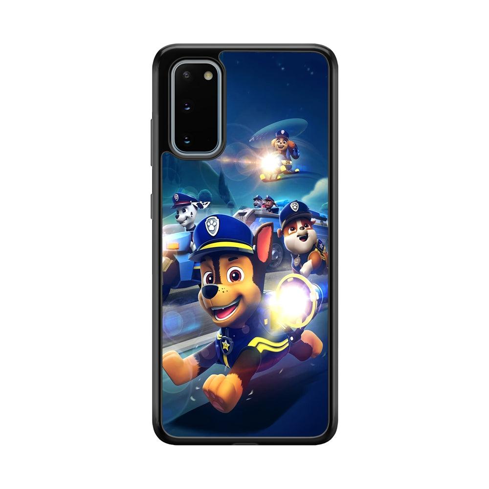 Paw Patrol Night on Duty Samsung Galaxy S20 Case-Rubber Black (2D Case)-Oxvistore