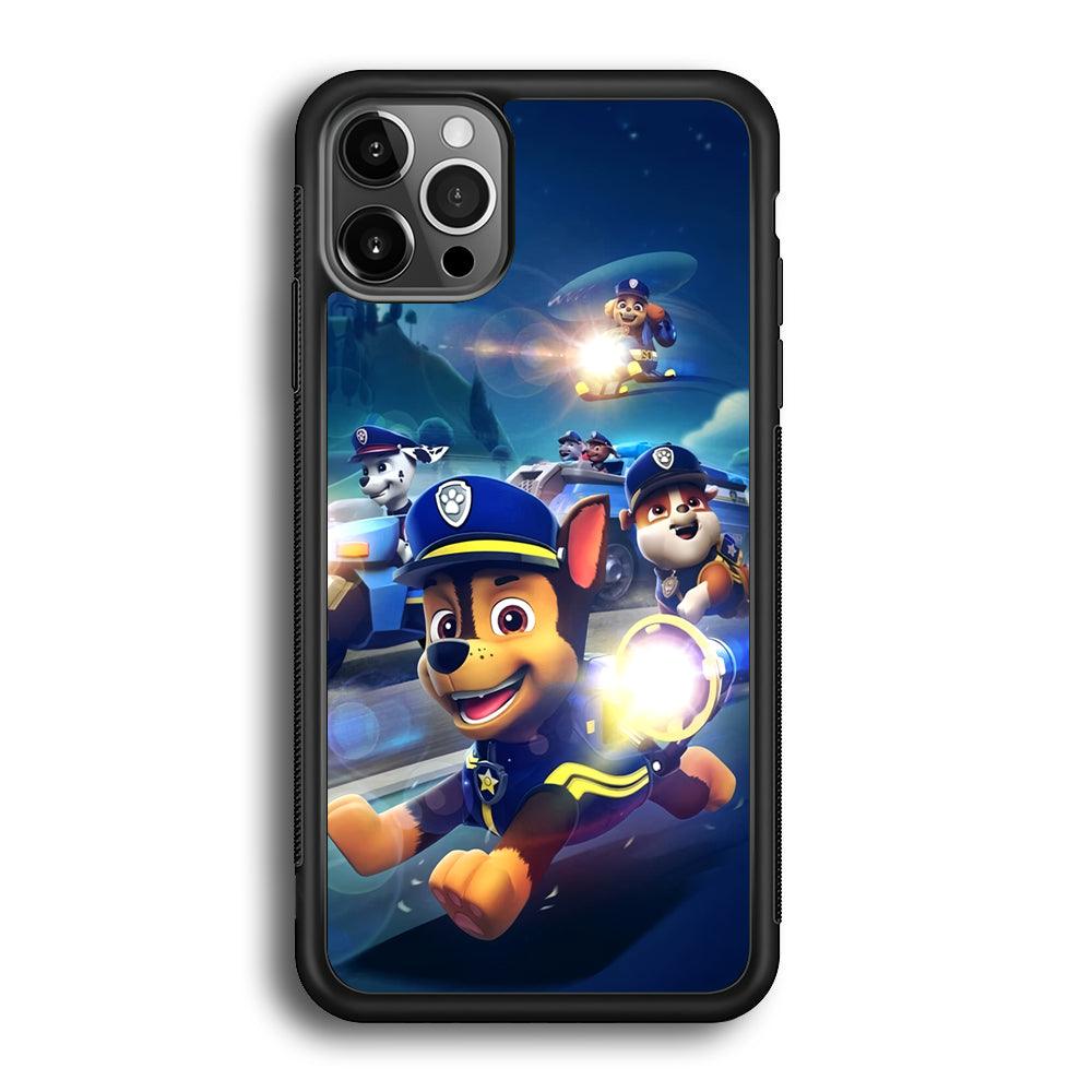Paw Patrol Night on Duty iPhone 12 Pro Max Case-Rubber Black (2D Case)-Oxvistore