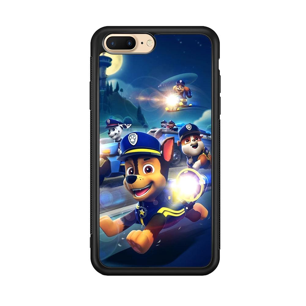 Paw Patrol Night on Duty iPhone 8 Plus Case-Rubber Black (2D Case)-Oxvistore