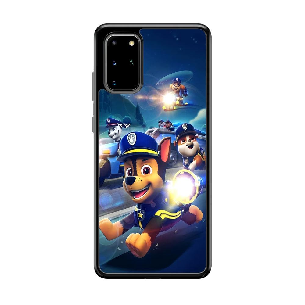 Paw Patrol Night on Duty Samsung Galaxy S20 Plus Case-Rubber Black (2D Case)-Oxvistore