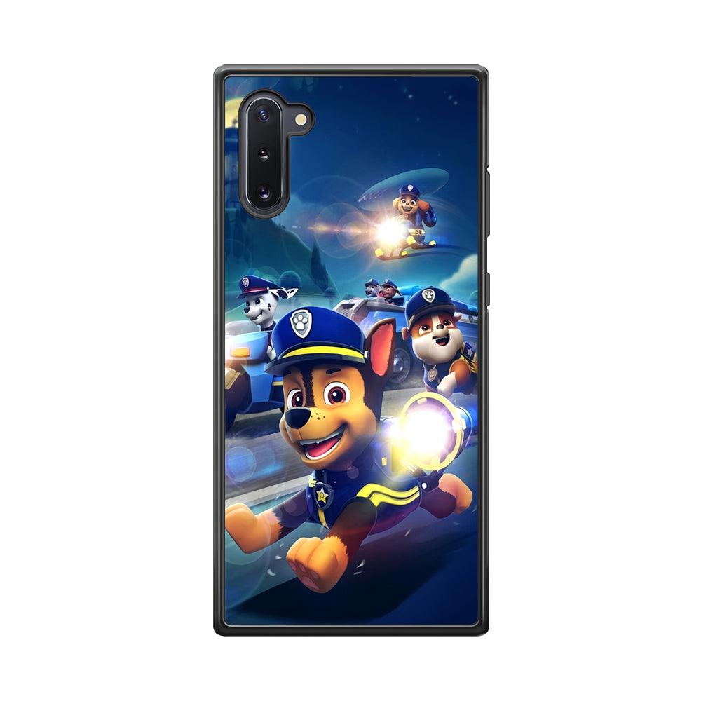 Paw Patrol Night on Duty Samsung Galaxy Note 10 Case-Rubber Black (2D Case)-Oxvistore