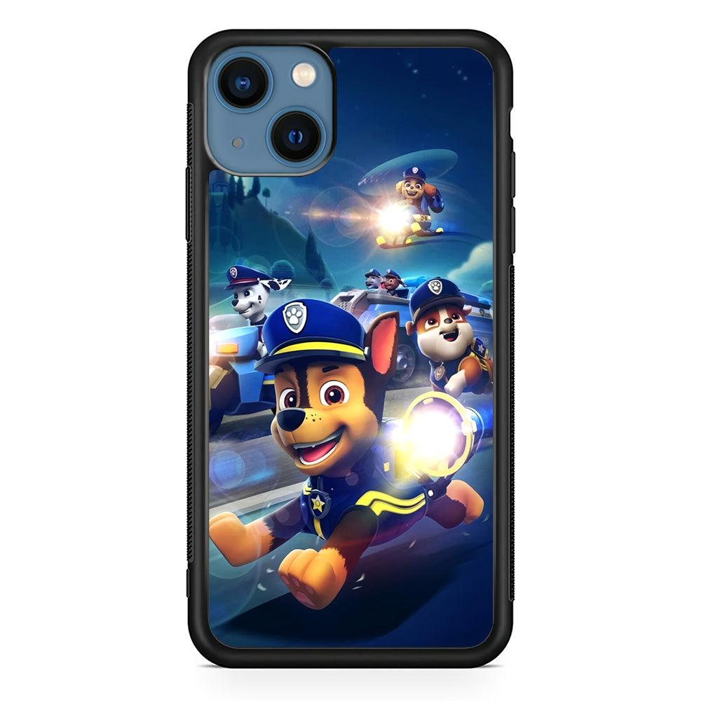 Paw Patrol Night on Duty iPhone 15 Case-Rubber Black (2D Case)-Oxvistore