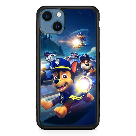 Paw Patrol Night on Duty iPhone 15 Case-Rubber Black (2D Case)-Oxvistore