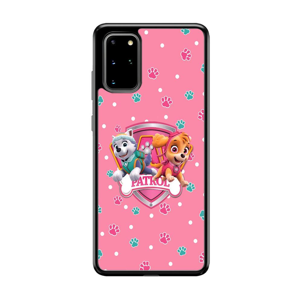 Paw Patrol Skye and Everest Pink Patroll Samsung Galaxy S20 Plus Case-Rubber Black (2D Case)-Oxvistore