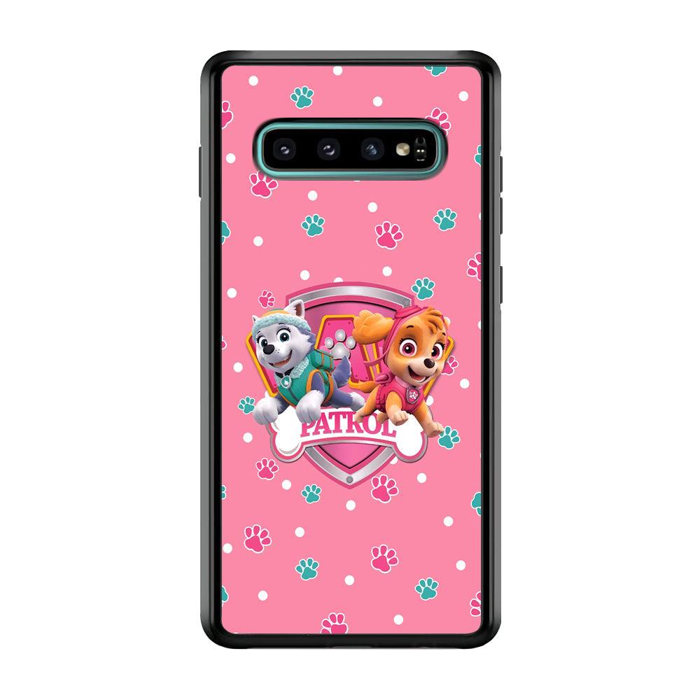 Paw Patrol Skye and Everest Pink Patroll Samsung Galaxy S10 Case-Rubber Black (2D Case)-Oxvistore
