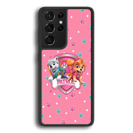 Paw Patrol Skye and Everest Pink Patroll Samsung Galaxy S24 Ultra Case-Rubber Black (2D Case)-Oxvistore