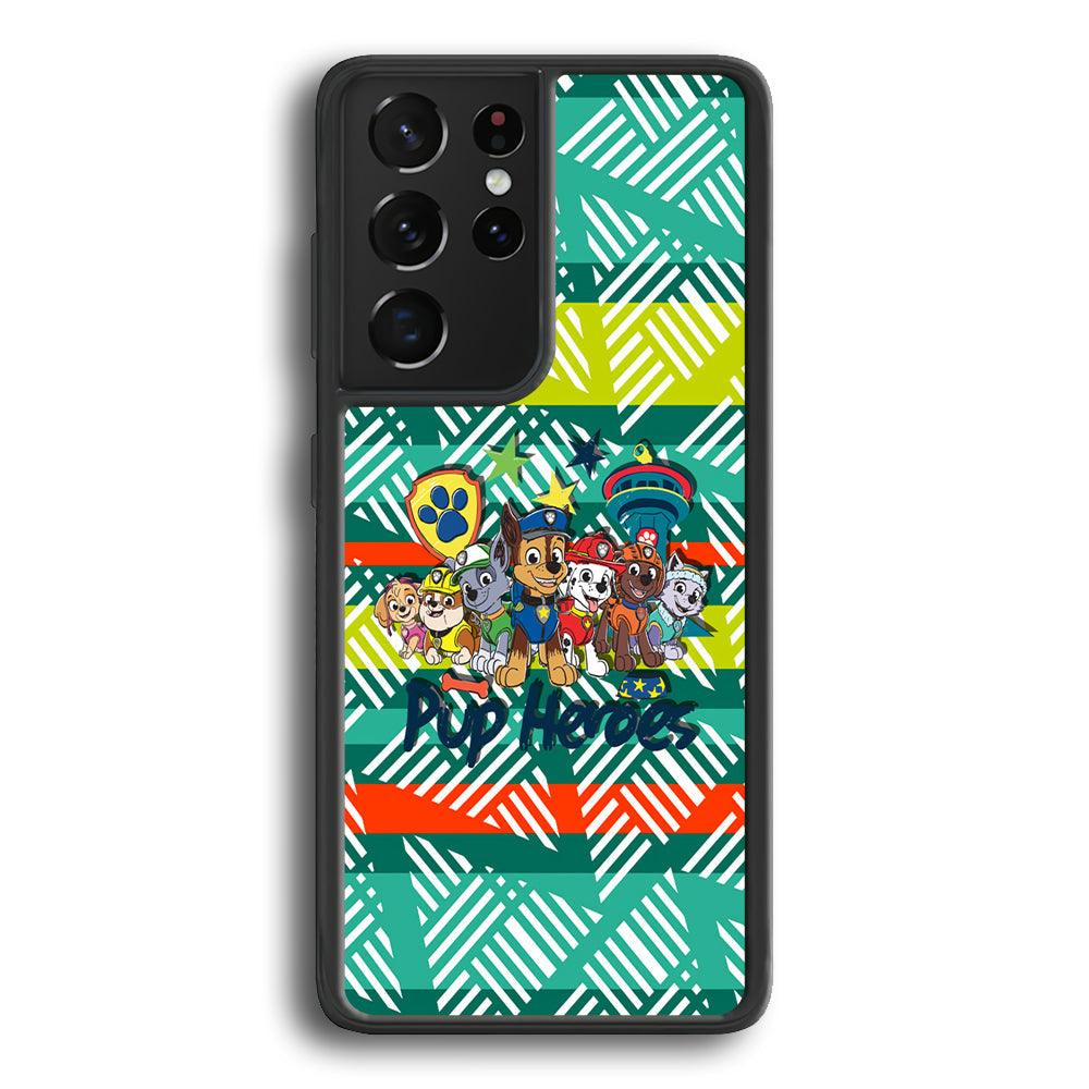 Paw Patrol The Pup Heroes Samsung Galaxy S24 Ultra Case-Rubber Black (2D Case)-Oxvistore