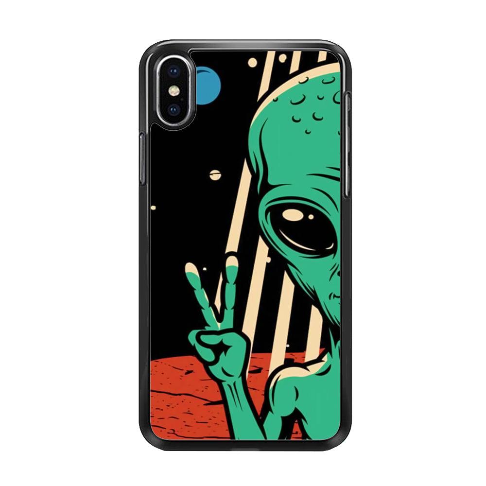 Peace from Another World iPhone XS Case-Rubber Black (2D Case)-Oxvistore