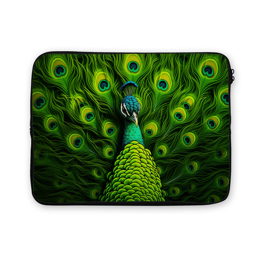 Peacock Green Feathers Laptop Sleeve Protective Cover