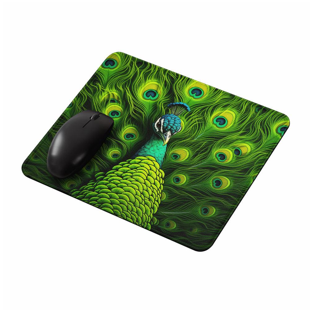 Peacock Green Feathers Mouse Pads-Oxvistore