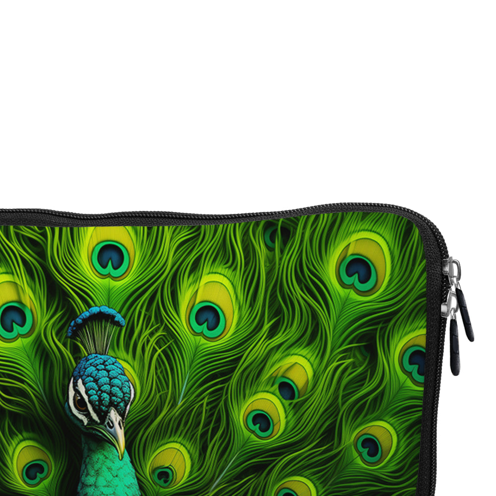 Peacock Green Feathers Laptop Sleeve Protective Cover