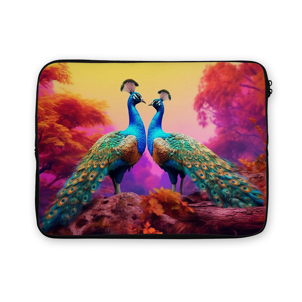 Peacocks Perched On Tree Laptop Sleeve Protective Cover