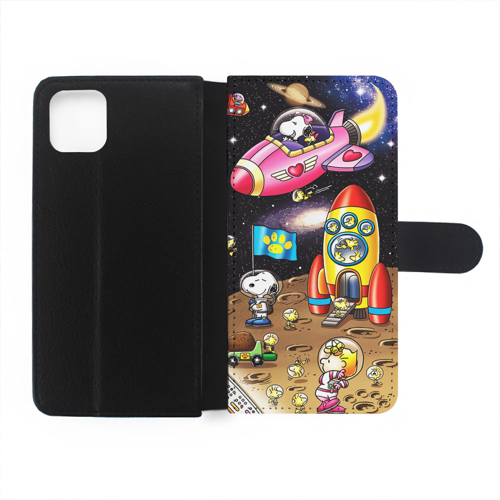 Peanuts Snoopy Space Travel Flip Wallet Phone Case