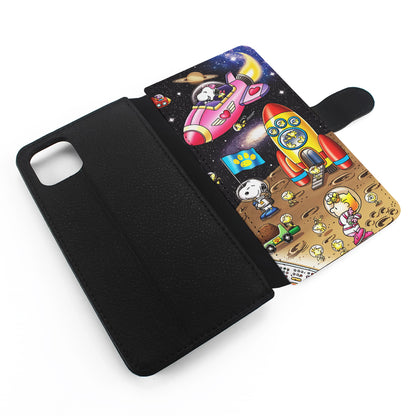 Peanuts Snoopy Space Travel Flip Wallet Phone Case