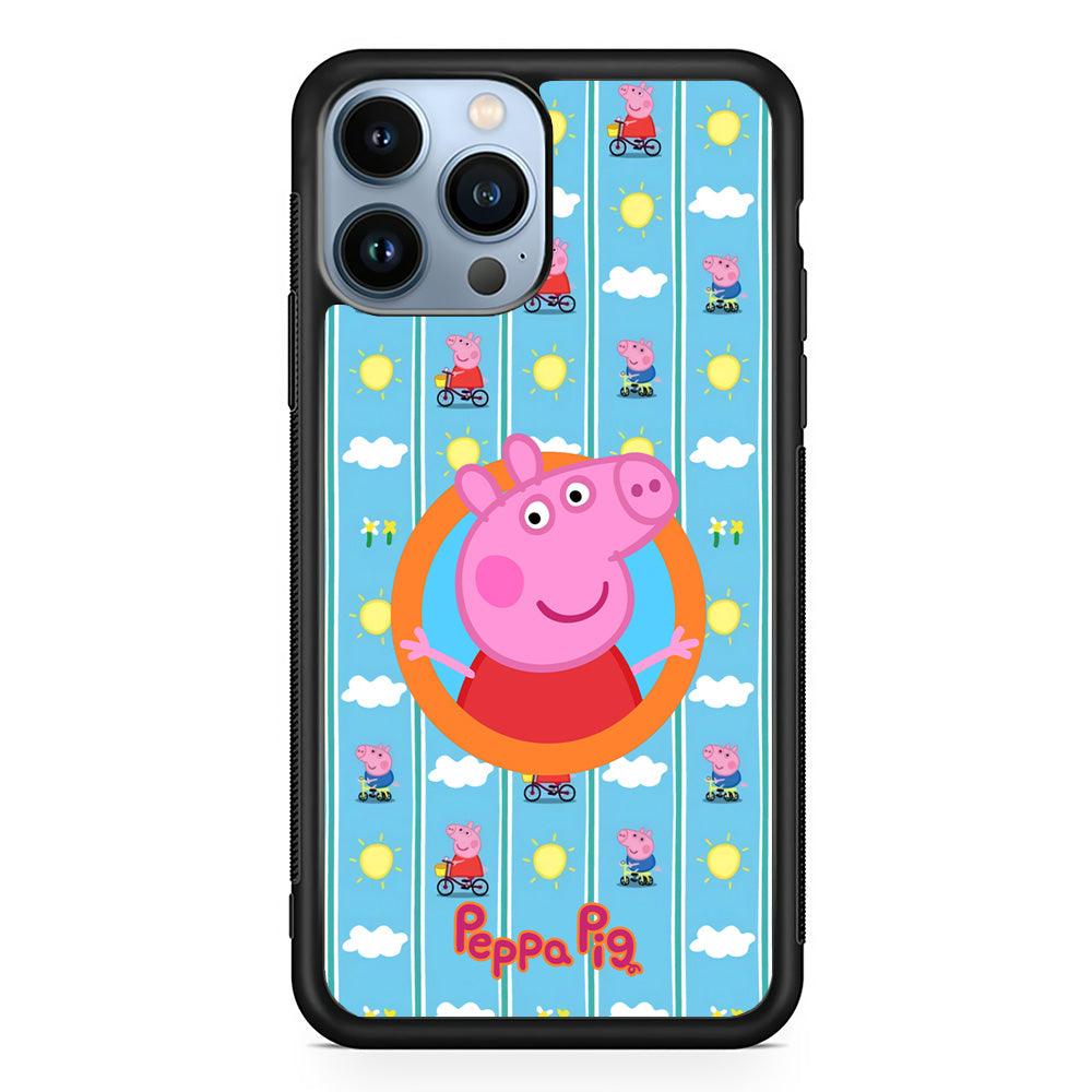 Peppa Pig Circle Frame iPhone 14 Pro Max Case-Oxvistore