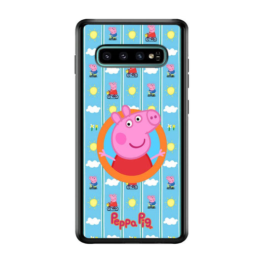 Peppa Pig Circle Frame Samsung Galaxy S10 Plus Case-Oxvistore