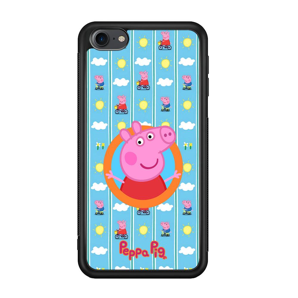 Peppa Pig Circle Frame iPod Touch 6 Case-Rubber Black (2D Case)-Oxvistore